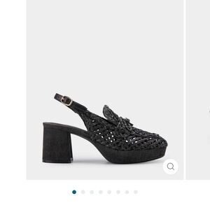 Aerosoles Comfortable Women's Platform Slingback in Black Raffia Fabric